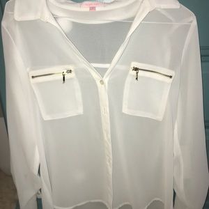Small sheer button up over shirt by Sugar rain